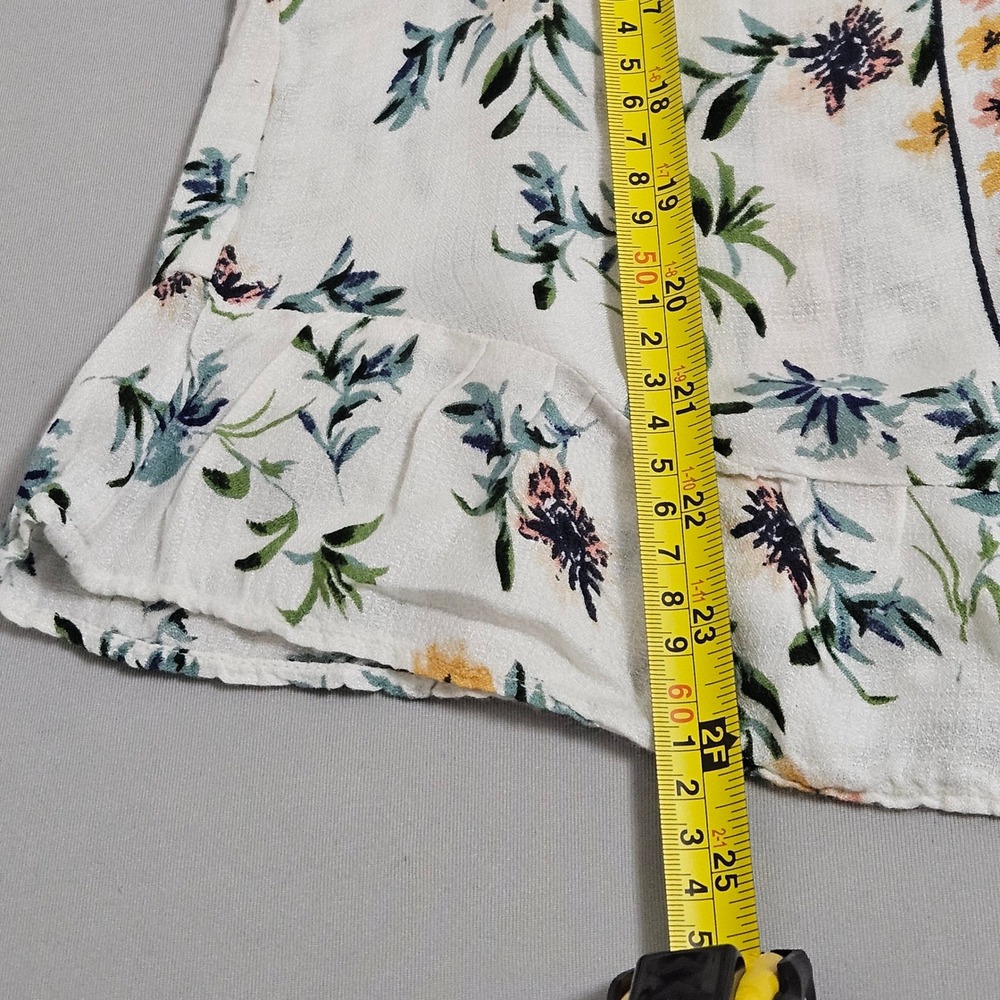 LuckyBrand Floral Boho Peasant Blouse‎ Ruffle Hem Indie Cottage S Summer Viscose - Picture 8 of 8
